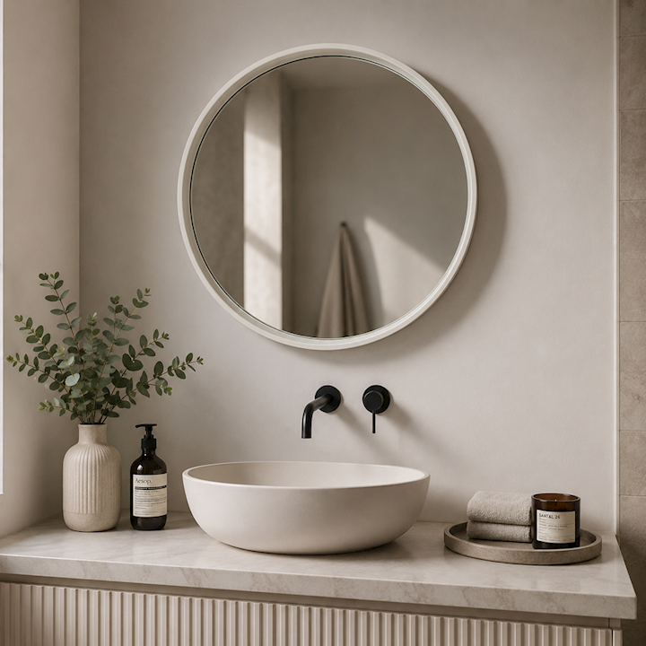 CREAM METAL WALL MIRROR 70x70cm